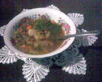 Густой постный суп с чечевицей, черносливом и имбирем