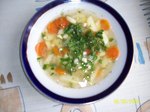 Картофельный суп с жаренными яйцами