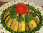 Баклажанный тортик с овощами.