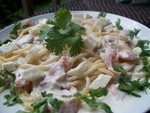 Spaghettis au saumon fume-Спагетти с копчёным лососем и коньяком !!!
