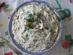 слоеный салат с грибами и крабовыми палочками