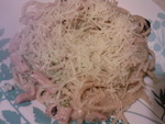 Спагетти с ветчиной в соусе из кабачков