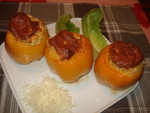 порционное суфле с помидорами.перцем и песто
