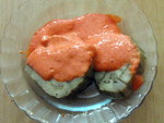 Печеные баклажаны с соусом из красных перцев