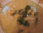 Суп-пюре с пореем и креветками
