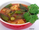 Бамия(окра) с картошкой в томатном соусе с бараниной