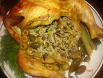Курица запеченая с рисом и грибами