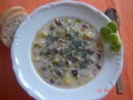 Сырный суп с пореем и шампиньонами