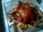 Курица запеченая в остром соусе с картошкой