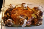 Курица, фаршированная картофелем