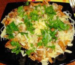 Лисички с макаронами и сыром