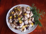 Горячий салат из курицы с грибами